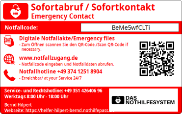 NotHilfePass Rückseite